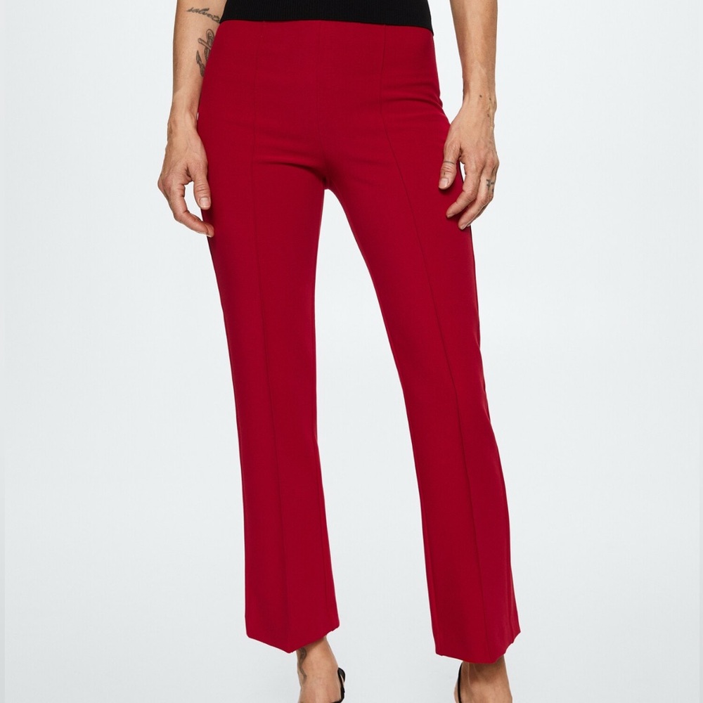 NWT Mango MNG Red Flare Crop Pants Size 4